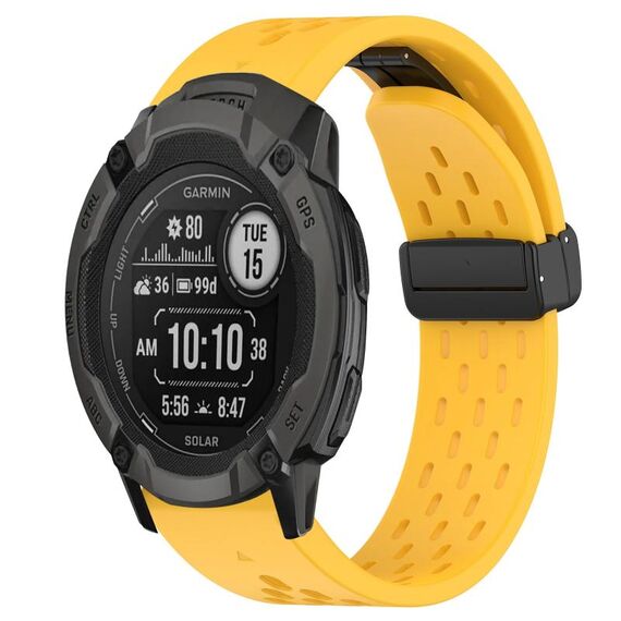 Per cinturino in silicone Garmin Instinct 2X Solar da 26 mm con foro per fibbia pieghevole (giallo)