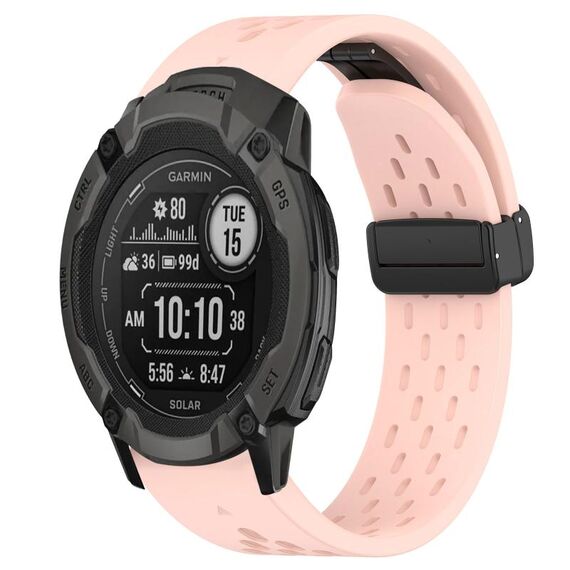 Per cinturino in silicone Garmin Instinct 2X Solar da 26 mm con foro per fibbia pieghevole (rosa)