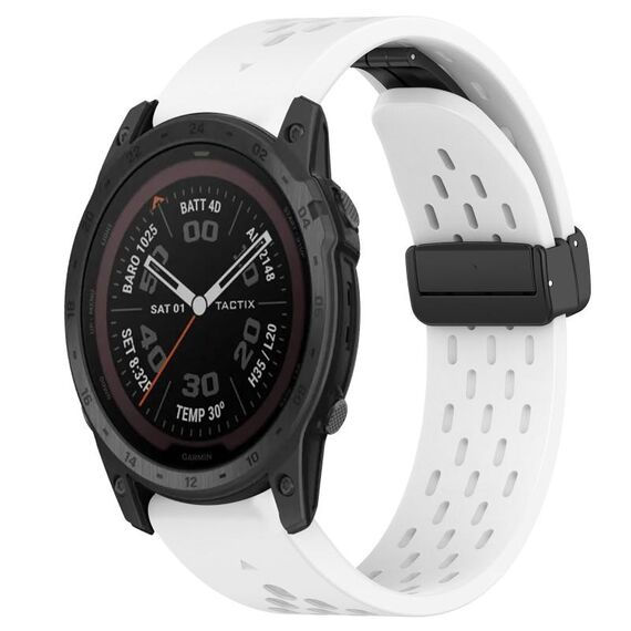 Per cinturino in silicone con foro per fibbia pieghevole Garmin Tactix 7 Pro da 26 mm (bianco)