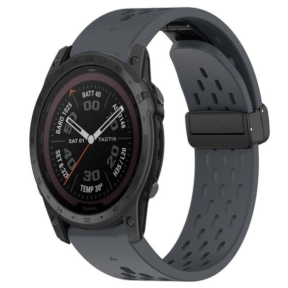Per cinturino in silicone con foro per fibbia pieghevole Garmin Tactix 7 Pro da 26 mm (grigio scuro)