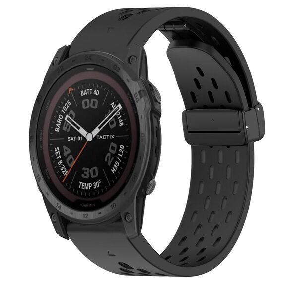 Per cinturino in silicone con foro per fibbia pieghevole Garmin Tactix 7 Pro da 26 mm (nero)