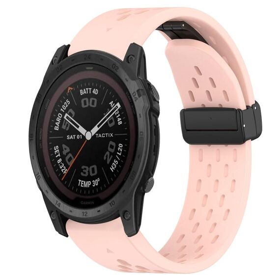 Per cinturino in silicone con foro per fibbia pieghevole Garmin Tactix 7 Pro da 26 mm (rosa)