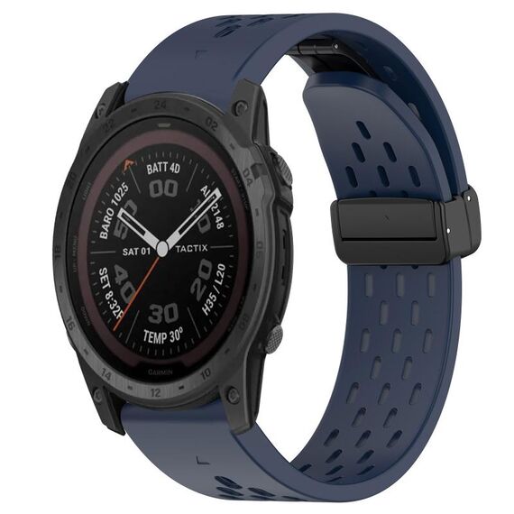 Per cinturino in silicone con foro per fibbia pieghevole Garmin Tactix 7 Pro da 26 mm (blu notte)