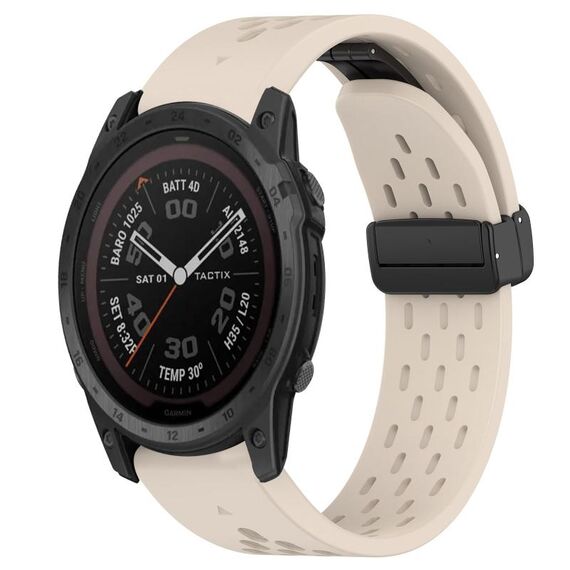 Per cinturino in silicone con foro per fibbia pieghevole Garmin Tactix 7 Pro da 26 mm (colore Starlight)