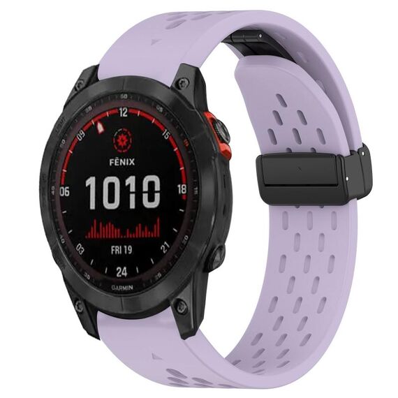 Per cinturino in silicone Garmin Fenix 7X Solar da 26 mm con foro per fibbia pieghevole (viola)