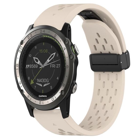 Per cinturino in silicone Garmin D2 Charlie da 26 mm con foro per fibbia pieghevole (colore Starlight)