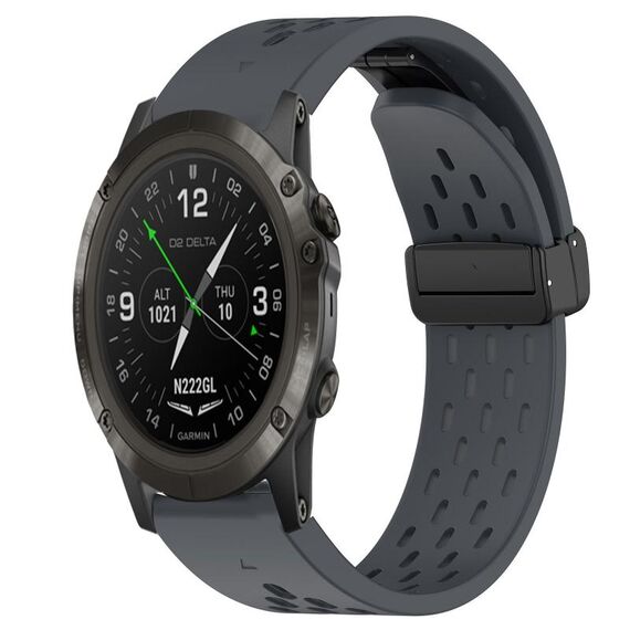 Per cinturino in silicone Garmin D2 Delta PX 26 mm con foro fibbia pieghevole (grigio scuro)