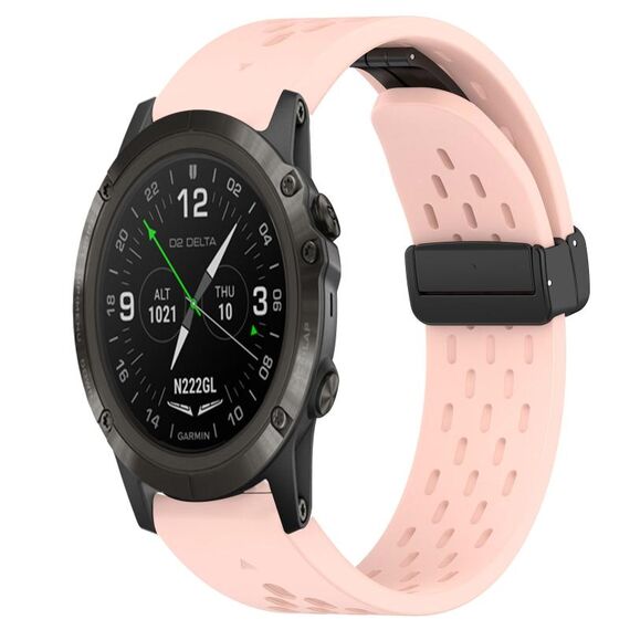 Per cinturino in silicone Garmin D2 Delta PX da 26 mm con foro per fibbia pieghevole (rosa)