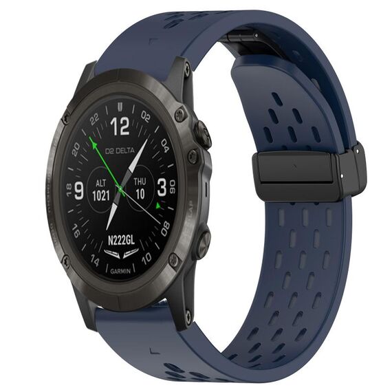 Per cinturino in silicone Garmin D2 Delta PX da 26 mm con foro per fibbia pieghevole (blu notte)