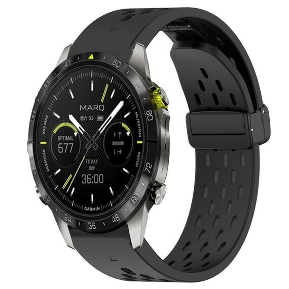 Per cinturino in silicone con fibbia magnetica con fori a sgancio rapido Garmin MARQ (nero)