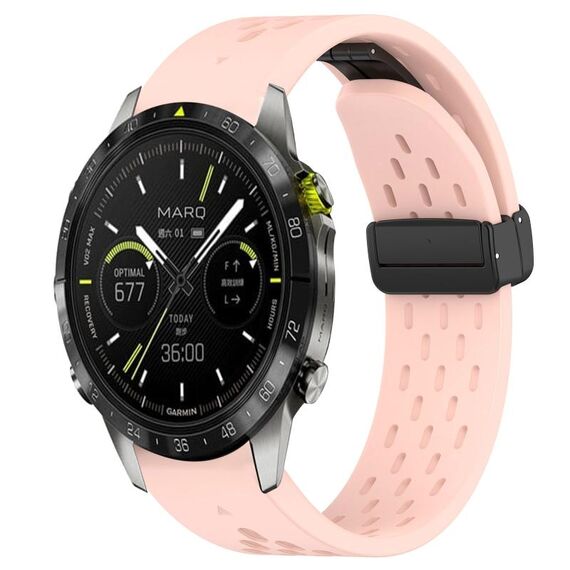 Per cinturino in silicone con fibbia magnetica con fori a sgancio rapido Garmin MARQ (rosa)