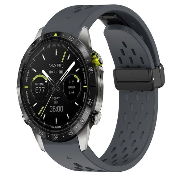 Per cinturino in silicone con fibbia magnetica con fori a sgancio rapido Garmin MARQ (grigio scuro)