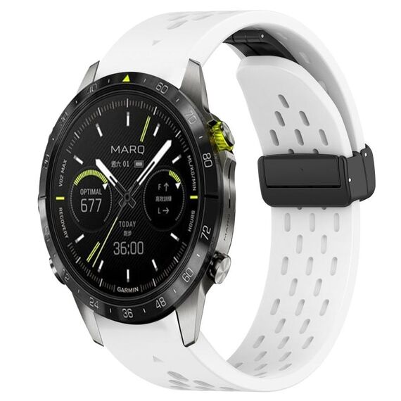 Per cinturino in silicone con fibbia magnetica per Garmin Epix Pro Gen 2 47 mm con fori a sgancio rapido (bianco)