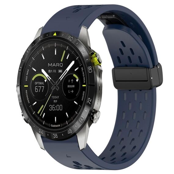 Per cinturino in silicone con fibbia magnetica per Garmin Epix Pro Gen 2 47 mm con fori a sgancio rapido (blu scuro)