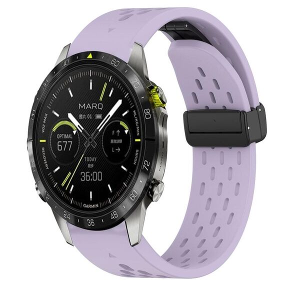 Per cinturino in silicone con fibbia magnetica per Garmin Epix Pro Gen 2 47 mm con fori a sgancio rapido (viola)