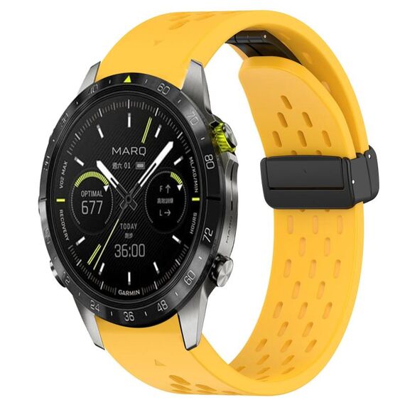 Per cinturino in silicone con fibbia magnetica per Garmin Epix Pro Gen 2 47 mm con fori a sgancio rapido (giallo)
