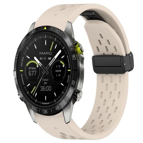 Per Garmin Epix Pro Gen 2 47mm Fori a sgancio rapido Cinturino in silicone con fibbia magnetica (colore Starlight)