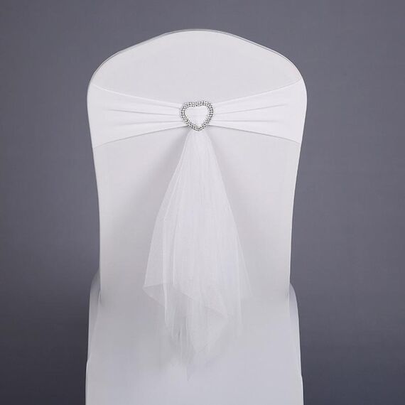 70x58 cm Schienale elasticizzato senza lacci per sedia con fiocco Coprisedia con cinturino Decorazione per schienale per matrimonio in hotel (Bianco)