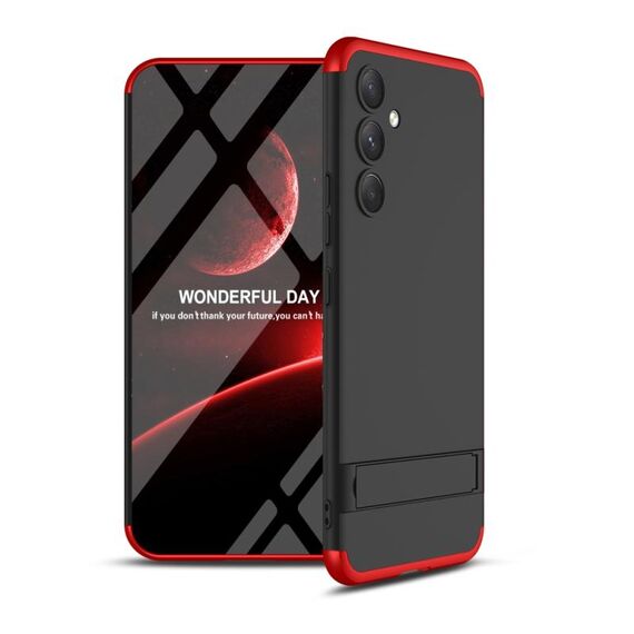 Per Samsung Galaxy S23 FE 5G GKK Custodia per PC con giunzione a tre stadi a copertura totale (Nero Rosso)