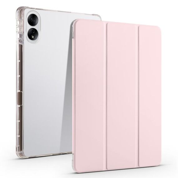 Custodia per tablet in pelle Smart TPU trasparente da 13 pollici 3 pieghe per Honor MagicPad (rosa ghiaccio)