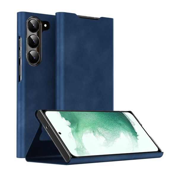 Per Samsung Galaxy S22+ 5G Custodia magnetica in pelle Napa Texture con supporto (blu)