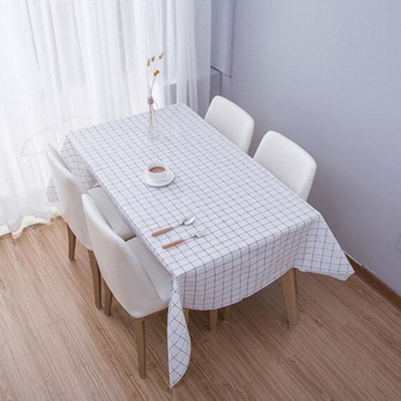 Tovaglia per la casa 137x180 cm Tovaglia da caffè in PVC senza lavaggio (plaid bianco)