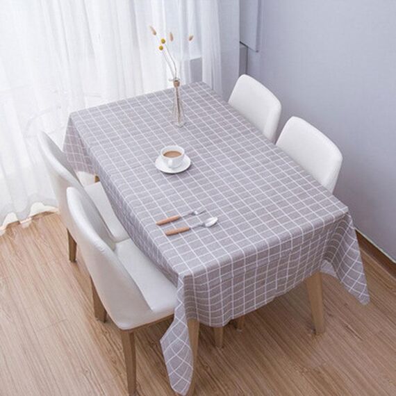 Tovaglia per la casa 137x180 cm Tovaglia da caffè in PVC senza lavaggio (plaid grigio)