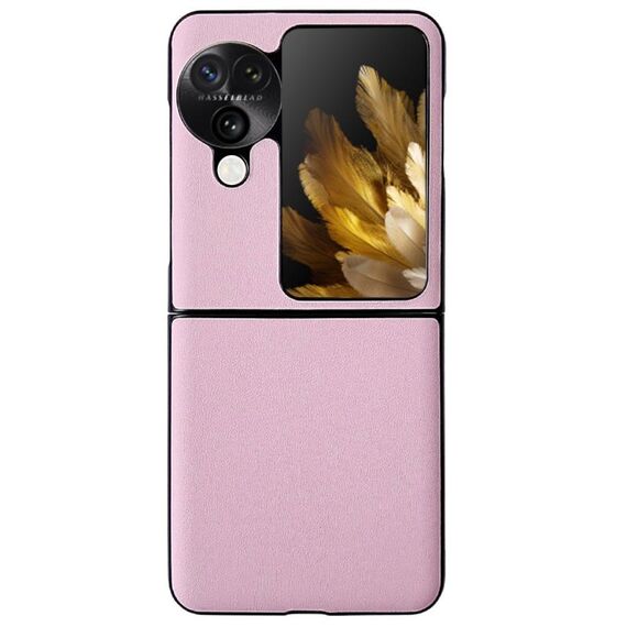 Per OPPO Find N3 Flip Morandi Custodia per telefono con texture in pelle tinta unita (rosa)