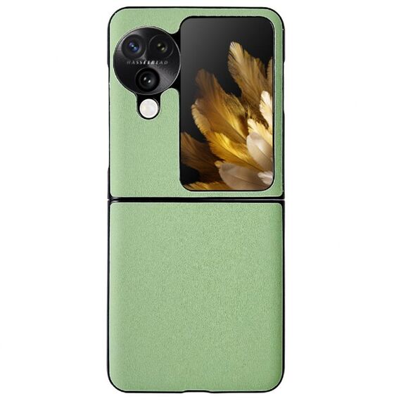 Per OPPO Find N3 Flip Morandi Custodia per telefono con texture in pelle tinta unita (verde)