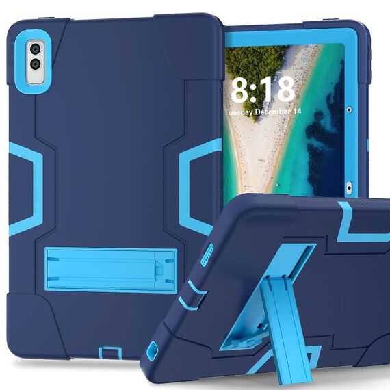 Per Lenovo Tab M10 5G Custodia per tablet PC in silicone a colori a contrasto da 10,6 pollici con supporto (blu navy + blu)