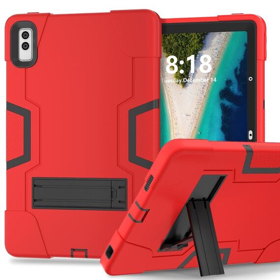 Per Lenovo Tab M10 5G Custodia per tablet PC in silicone a colori a contrasto da 10,6 pollici con supporto (rosso nero)