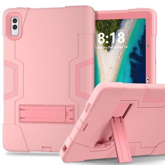 Custodia per tablet PC in silicone a colori a contrasto da 10,6 pollici per Lenovo Tab M10 5G con supporto (oro rosa)