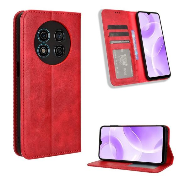 Custodia per telefono in pelle con texture retrò con fibbia magnetica per Ulefone Note 15 (rossa)