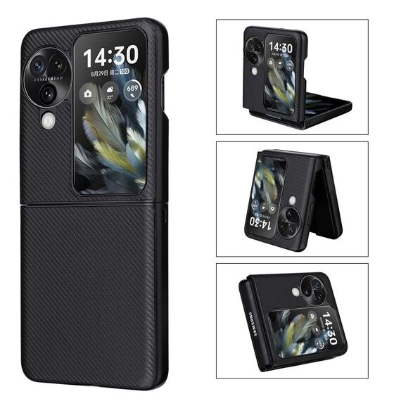 Per OPPO Find N3 Custodia Flip in pelle PU per PC (nera)