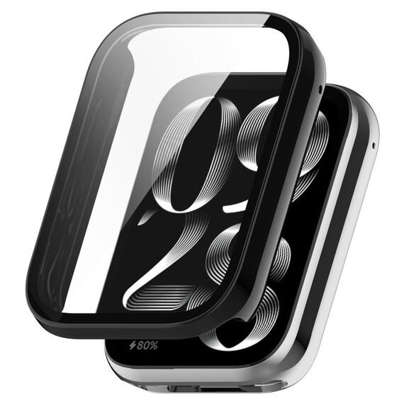 Per Xiaomi Mi Band 8 Pro PC + Custodia protettiva per orologio integrata con pellicola in vetro temperato (nera)