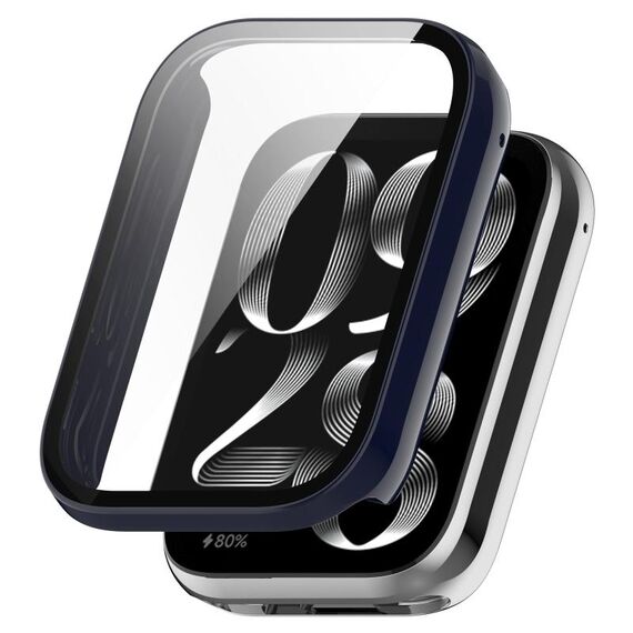Per Xiaomi Mi Band 8 Pro PC + Custodia protettiva per orologio integrata con pellicola in vetro temperato (blu inchiostro)