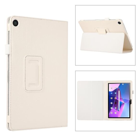 Per Lenovo Tab M10 5G Custodia per tablet in pelle con texture litchi (bianca)