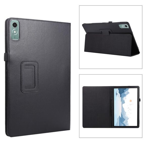 Custodia per tablet in pelle con texture litchi per Lenovo Xiaoxin Pad Pro 12.7 (nera)