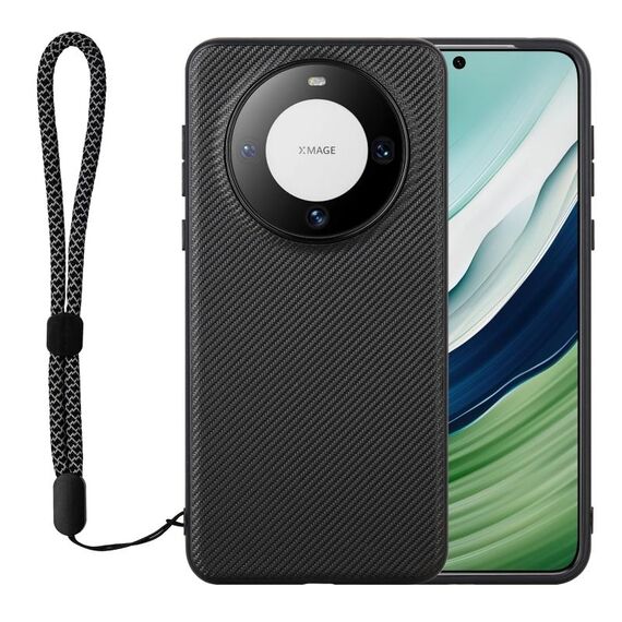 Custodia per telefono con texture in fibra di carbonio Kevlar per Huawei Mate 60 ViLi serie TC (nera)