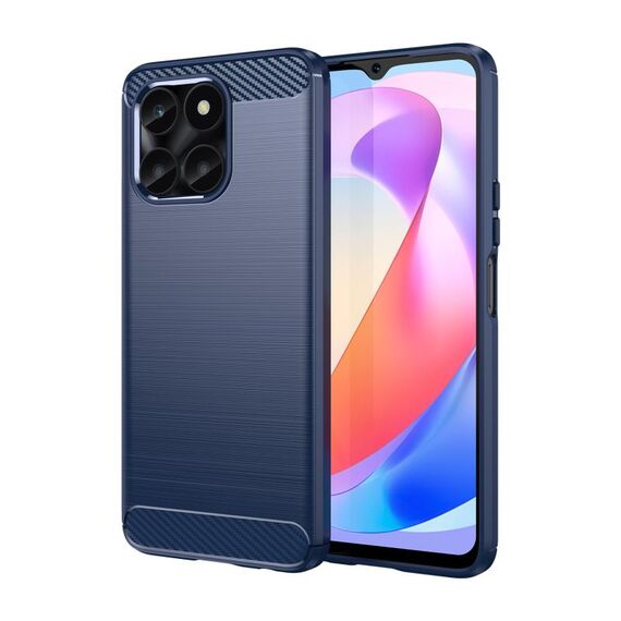 Custodia per telefono TPU in fibra di carbonio con texture spazzolata per Honor X6a (blu)