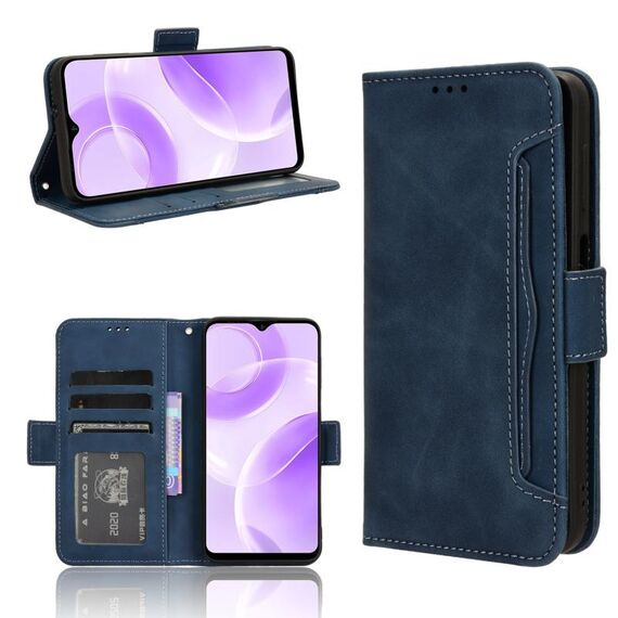 Per Ulefone Note 15 Custodia per telefono in pelle con texture di vitello con slot per schede (blu)