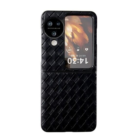 Per OPPO Find N3 Flip Custodia per telefono antiurto con texture intrecciata (nera)