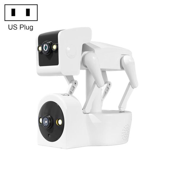 La telecamera WiFi ESCAM PT212 per cani robot con doppia lente da 4 MP supporta l'archiviazione su cloud/audio bidirezionale/visione notturna, specifica: spina americana