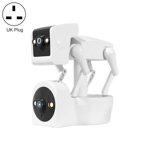 ESCAM PT212 Telecamera WiFi per cani robot con doppia lente da 4 MP supporta archiviazione su cloud/audio bidirezionale/visione notturna, specifica: presa UK
