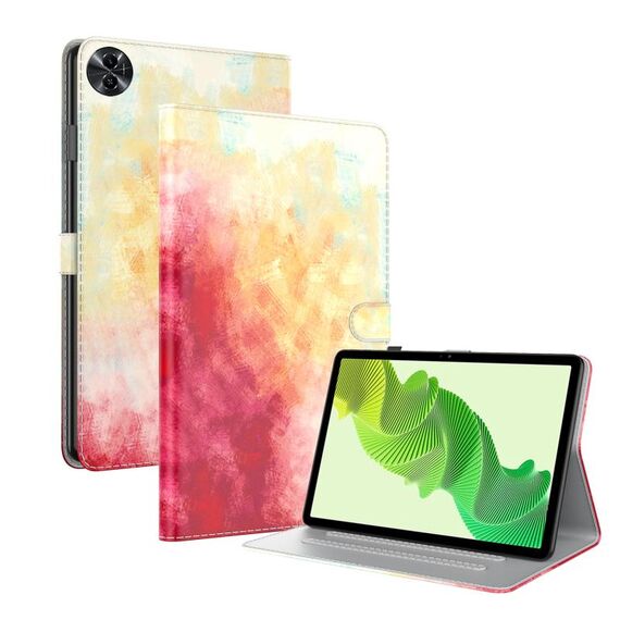 Custodia per tablet in pelle flip con motivo acquerello per Realme Pad 2 (ciliegio primaverile)