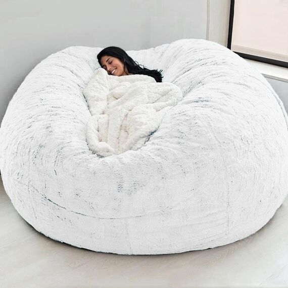 130x60 cm Fodera in tessuto Divano pigro Bean Bag Soggiorno Divano semplice Tatami Fodera in tessuto senza imbottitura (Bianco)