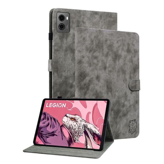 Custodia per tablet in pelle flip con motivo tigre per Lenovo Legion Y700 2023 (grigio)
