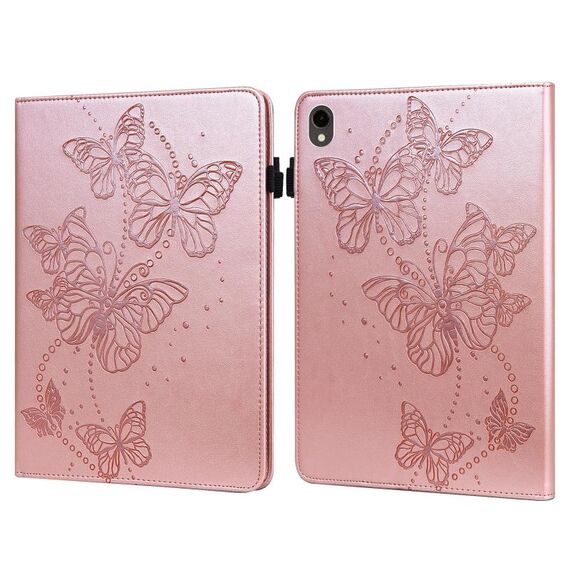 Custodia per tablet in pelle con chiusura orizzontale con motivo a farfalla in rilievo per Samsung Galaxy Tab S9 (rosa)