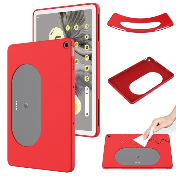 Custodia per tablet antiurto in silicone liquido di colore puro per Google Pixel Tablet (rosso)