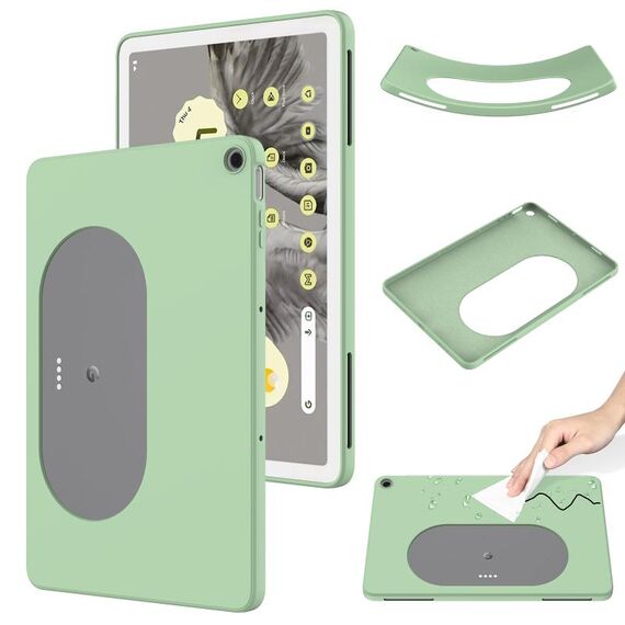 Custodia per tablet antiurto in silicone liquido di colore puro per tablet Google Pixel (verde)